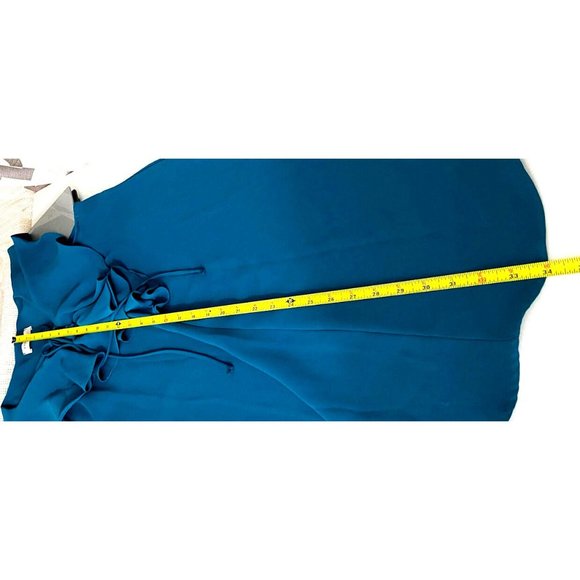 Everly Ruffled Tie Front V Neck Dress Sleeveless Mini Shift Teal Sz: M Polyester - Picture 6 of 8